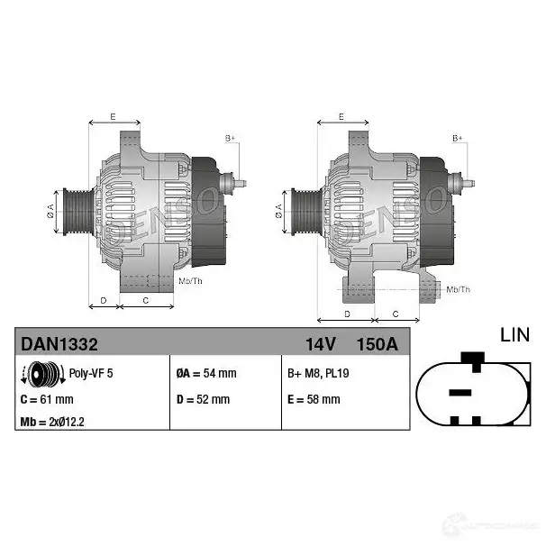 Генератор DENSO 803763 dan1332 0INPR R 8717613045466 изображение 2