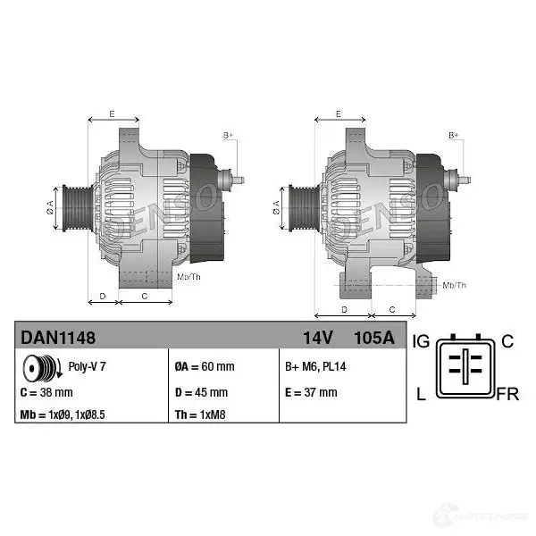 Генератор DENSO SFLC PS 803737 8717613054208 DAN1148 изображение 2