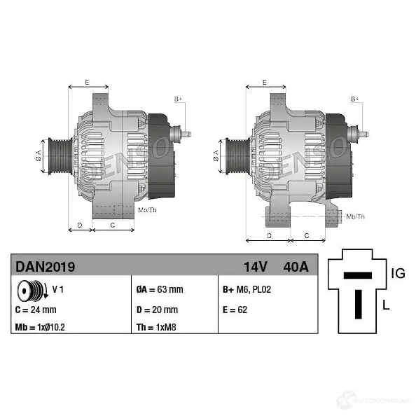 Генератор DENSO 8 6249 8717613113653 DAN2019 1424872359 изображение 2