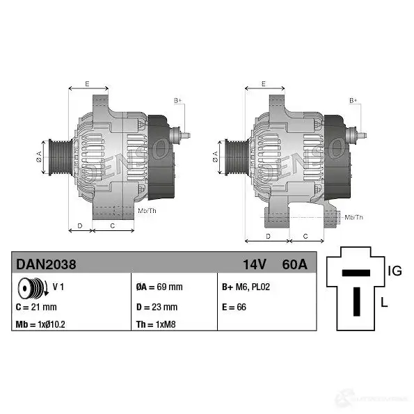 Генератор DENSO 1437367462 WS7B ZKL DAN2038 изображение 2