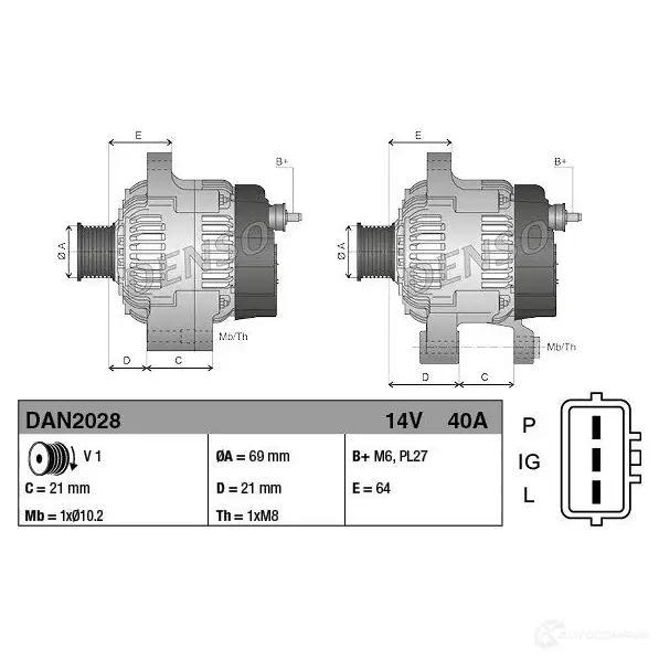 Генератор DENSO 1437368713 6R LRCF DAN2028