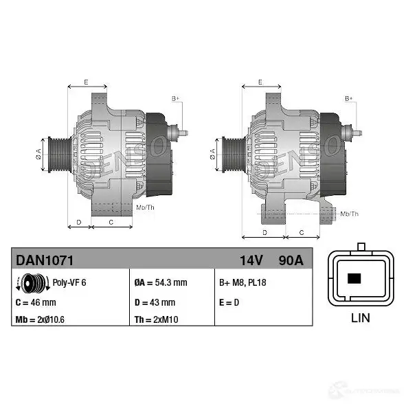 Генератор DENSO 803687 8717613039274 dan1071 R KEIBO изображение 3