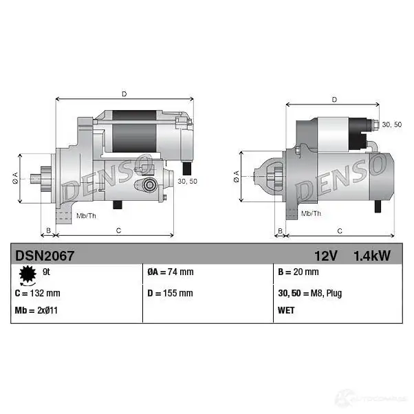 Стартер DENSO DSN2067 8717613114476 1424325715 V4R FKC6 изображение 2