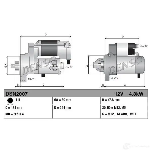 Стартер DENSO 8717613113776 DIZXL UX 1424325666 DSN2007 изображение 2