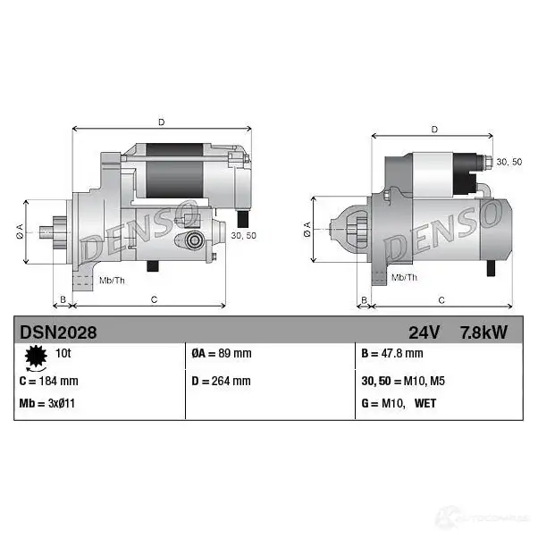 Стартер DENSO 0C 14U DSN2028 1424325687 8717613114148 изображение 2