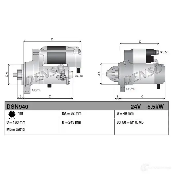 Стартер DENSO 808274 8717613023495 DSN940 WLBTRZ H изображение 3