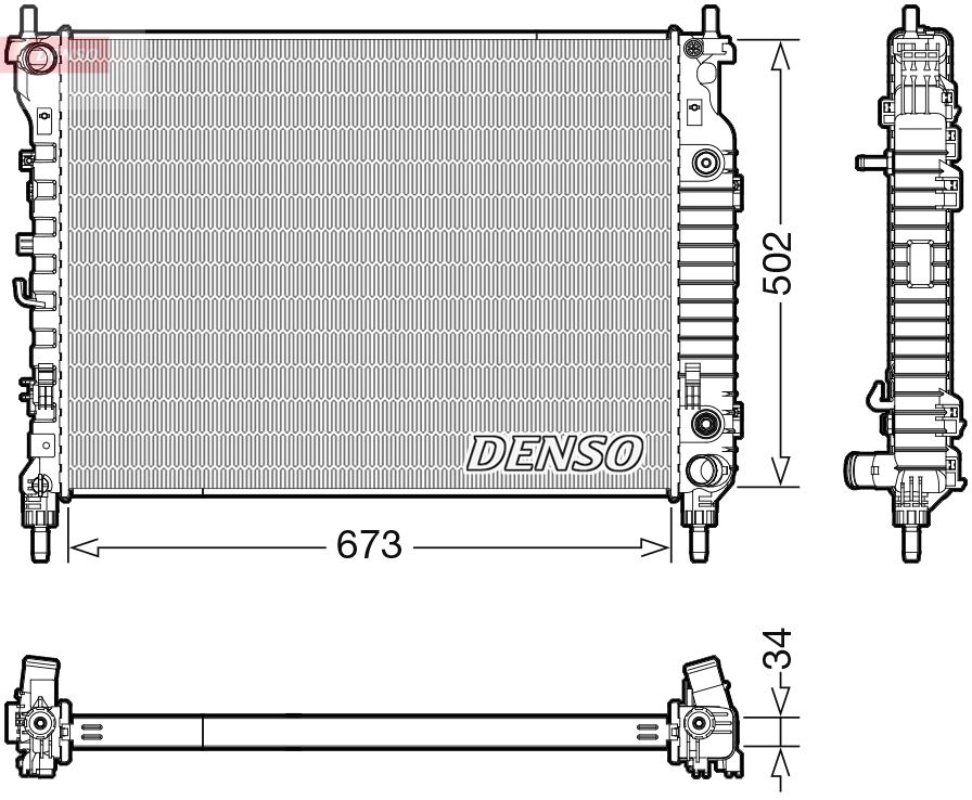 Радиатор охлаждения двигателя DENSO X8JU RIB 1440122765 DRM20124 изображение 0