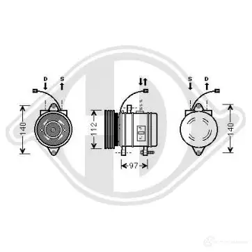 Компрессор кондиционера DIEDERICHS 2095267 dck1619 A8KY 78I изображение 0