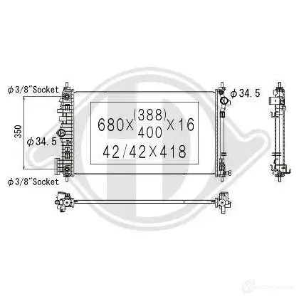 Радиатор охлаждения двигателя DIEDERICHS dcm2688 3 ORTS 2097319 изображение 0