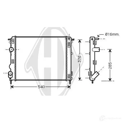 Радиатор охлаждения двигателя DIEDERICHS IC 1AB dcm2910 2097541 изображение 0