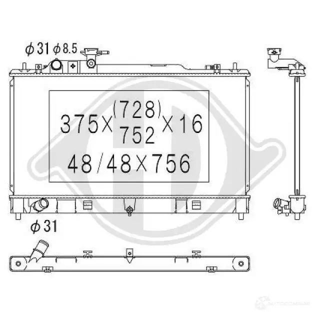 Радиатор охлаждения двигателя DIEDERICHS dcm2274 2096905 QDZ 5Q изображение 0