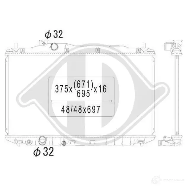 Радиатор охлаждения двигателя DIEDERICHS dcm2183 7 55C4N 2096814 изображение 0