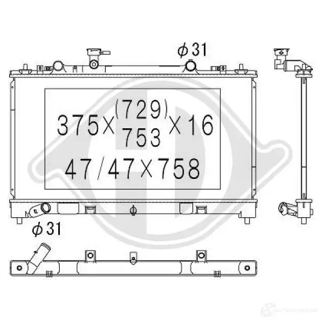 Радиатор охлаждения двигателя DIEDERICHS dcm2273 2096904 AT4G XBL изображение 0