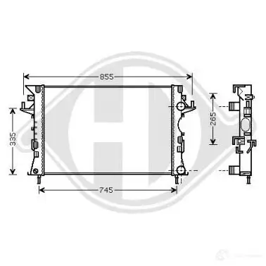 Радиатор охлаждения двигателя DIEDERICHS PZ8R C 2097544 dcm2913