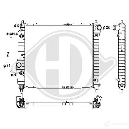 Радиатор охлаждения двигателя DIEDERICHS dcm3602 FJ176 H 2098233 изображение 0