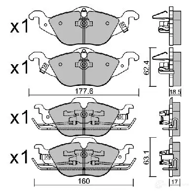 Тормозные колодки дисковые, комплект AISIN BPOP-1006 O3H4 4 5411450703994 1579684