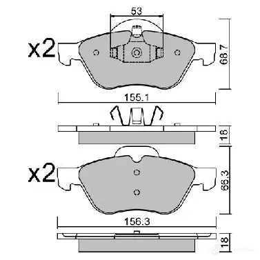 Тормозные колодки дисковые, комплект AISIN BPRE-1010 NJ2 2U1 1579729 5411450704427