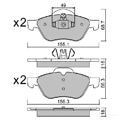 Тормозные колодки дисковые, комплект AISIN 1579735 5411450717014 BPRE-1016 22 6SIVD - Изображение 1
