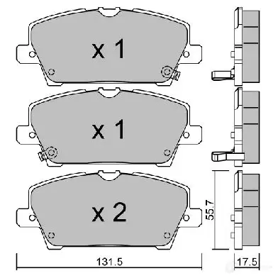 Тормозные колодки дисковые, комплект AISIN UAI8 2 BPHO-1003 1217551599 5411450732161 изображение 0