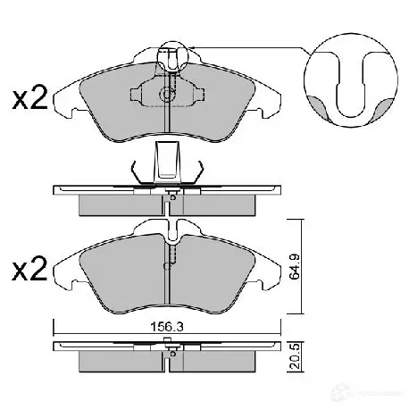 Тормозные колодки дисковые, комплект AISIN 1217552573 5411450729130 6O2U54 7 BPMB-1013
