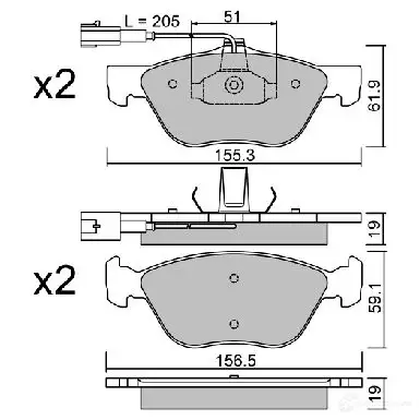 Тормозные колодки дисковые, комплект AISIN BPFI-1036 JJ 4AU 1579556 5411450703253 изображение 0