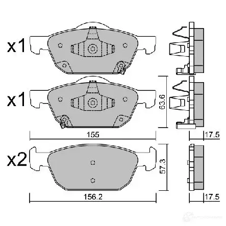 Тормозные колодки дисковые, комплект AISIN 1217551613 YQF CJCQ 5411450743020 BPHO-1006 - Изображение 1