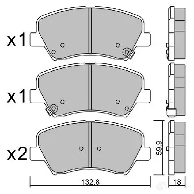 Тормозные колодки дисковые, комплект AISIN 1217551951 BPHY-1006 Y1FKM 4E 5411450743068 - Изображение 1