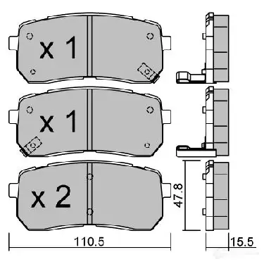 Тормозные колодки дисковые, комплект AISIN AH7 W5VX 5411450745185 1217552265 BPHY-2007 - Изображение 1