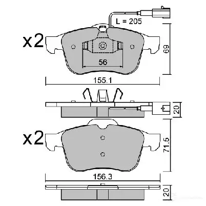 Тормозные колодки дисковые, комплект AISIN BPFI-1033 S36 R031 5411450703222 1579553 - Изображение 1