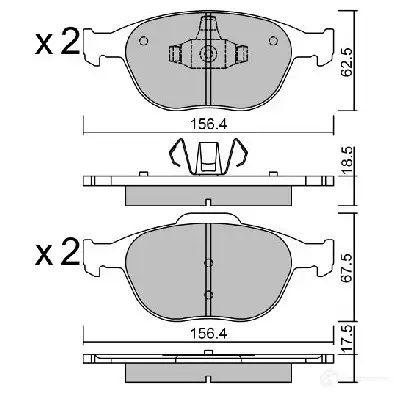 Тормозные колодки дисковые, комплект AISIN 1217551605 5411450741774 8B EXBDV BPHO-1004 изображение 0