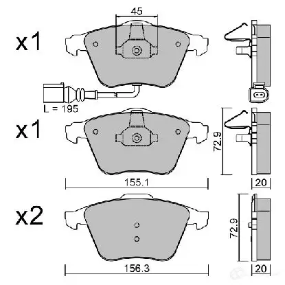 Тормозные колодки дисковые, комплект AISIN BPVW-1011 U9MO EIS 5411450705141 1579802