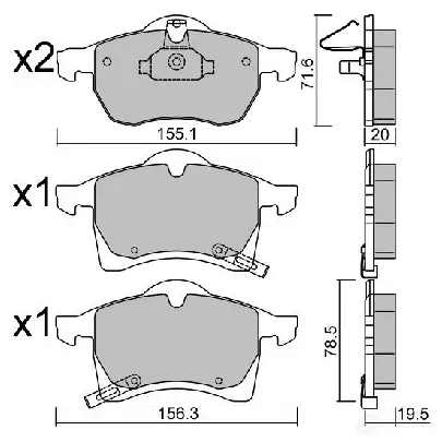 Тормозные колодки дисковые, комплект AISIN 5411450741767 1217554543 PDTE V BPPE-1022 - Изображение 1