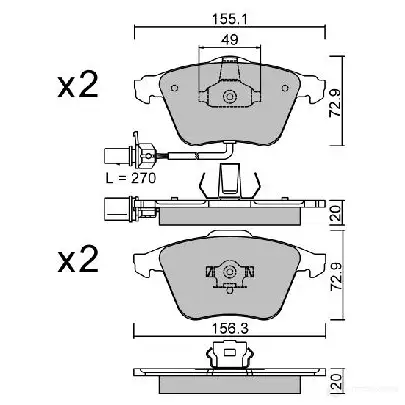 Тормозные колодки дисковые, комплект AISIN BPVW-1015 5411450705189 LW2 BUMA 1579806