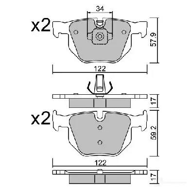 Тормозные колодки дисковые, комплект AISIN BPBM-2012 2J7 VJ 5411450745154 1217549845 - Изображение 1