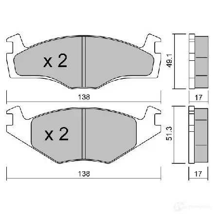 Тормозные колодки дисковые, комплект AISIN 1418356730 BPVW-1036 5411450741286 XE IOLR3 - Изображение 1
