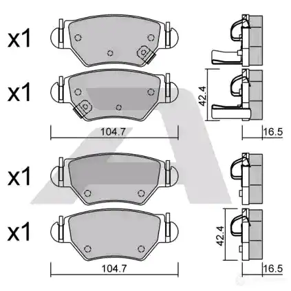 Тормозные колодки дисковые, комплект AISIN 1579698 5411450704137 BPOP-2005 MT Y3TB9 - Изображение 1