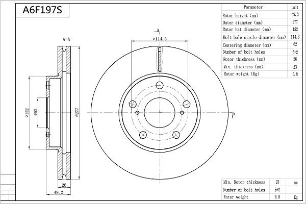 Тормозной диск AISIN A6F197S 4 T796 1440146766 изображение 0