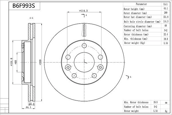 Тормозной диск AISIN KX 4WRRD 1440146795 B6F993S изображение 0