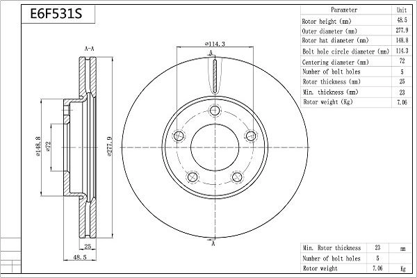Тормозной диск AISIN VZ G96 E6F531S 1440147025 изображение 0