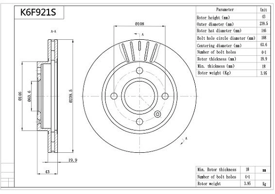 Тормозной диск AISIN 7Q FEE K6F921S 1440147484 изображение 0