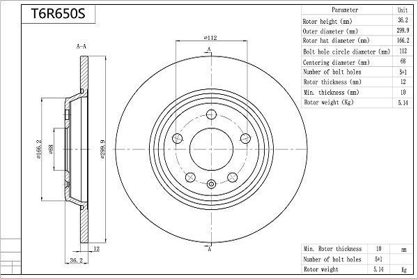 Тормозной диск AISIN XQ 9PXY 1440148510 T6R650S