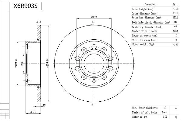 Тормозной диск AISIN 1440149104 EUX7L 80 X6R903S