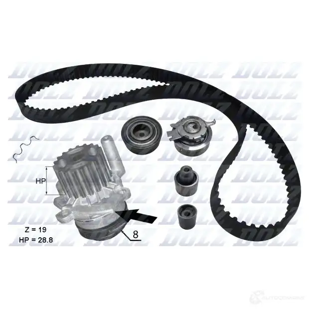 Комплект ремня ГРМ с помпой DOLZ 02K D018 1201676414 02KD030 KD100