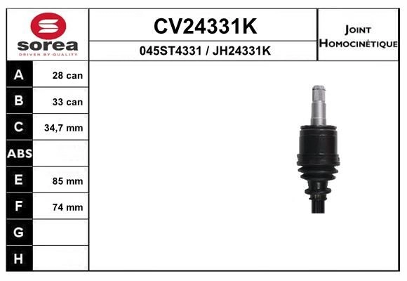 Шрус граната EAI 1441008033 CV24331K 0F ZSU изображение 0
