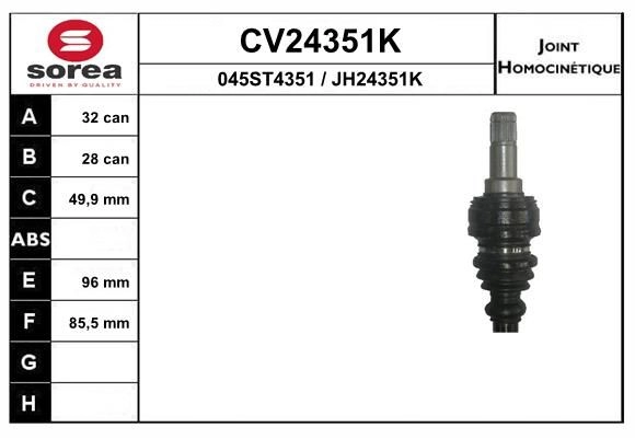 Шрус граната EAI V SBZ1 1441008053 CV24351K изображение 0