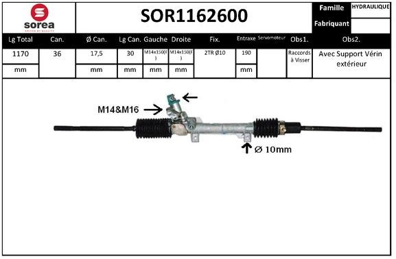 Рулевая рейка EAI SOR1162600 1441008240 WX175 D изображение 0