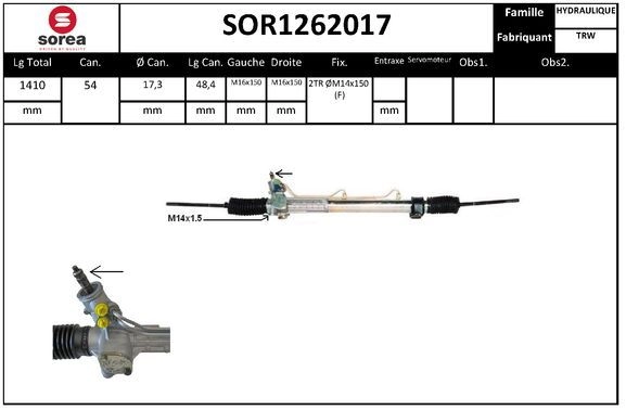 Рулевая рейка EAI 8K 36XL5 1441008255 SOR1262017 изображение 0