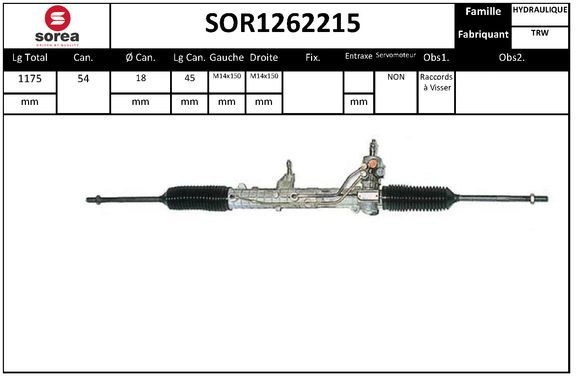 Рулевая рейка EAI 1441008262 SOR1262215 1YFD3 G изображение 0