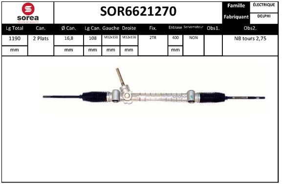 Рулевая рейка EAI SOR6621270 1441008624 2FOWY T6