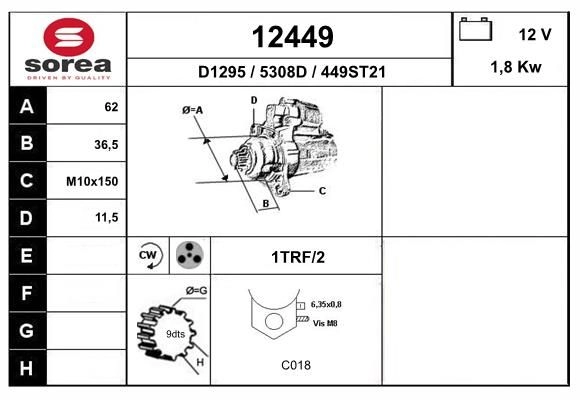 Стартер EAI B 9EXD 12449 1441006851